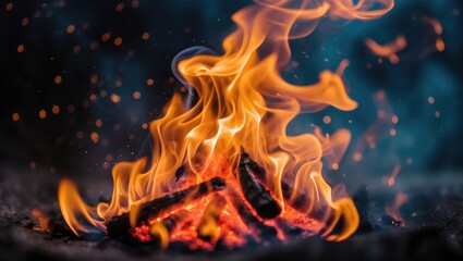 Fire flame with a background of fire and texture.