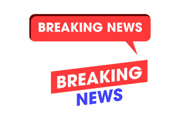 Fototapeta premium Breaking News Graphic: An impactful visual presentation with bold red and blue text, announcing 