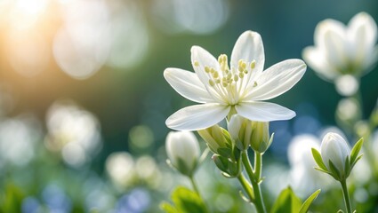 Detailed view of a white flower in full bloom against a soft-focus backdrop