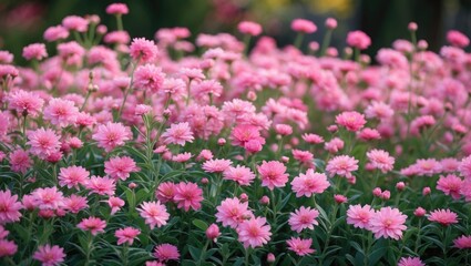 Detailed view of a vibrant pink flower-filled garden