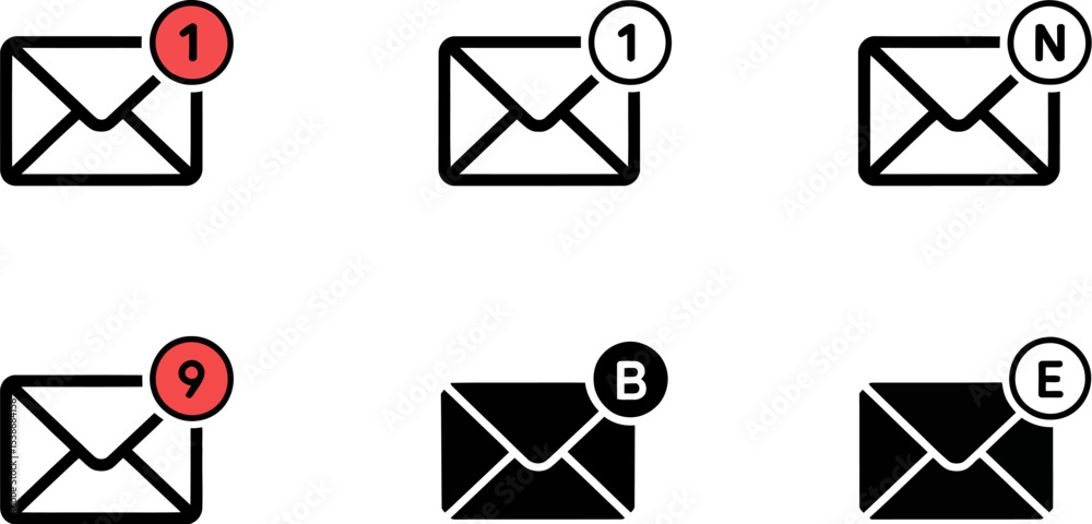 Poster email notification icon set vector illustration message inbox unread mail symbol communication desig