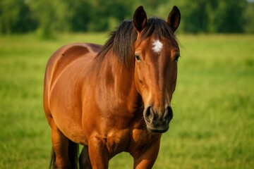 A large chestnut-colored steed