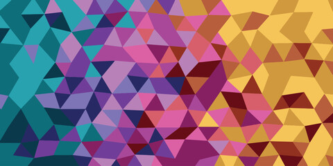Abstract Low Poly Geometric Background Teal Purple Yellow Triangles
