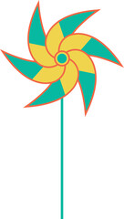 Colorful pinwheel isolated on transparent background. Vector illustration.