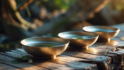 Zen bowls featuring crystals for sound healing