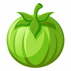 Vibrant Green Tomato Illustration on White Background a Fresh and Healthy Vegetable Perfect for Culinary and Nutritional Designs with a Clean and Modern Aesthetic