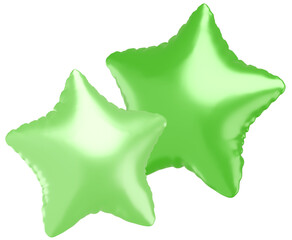 3D画像_星型の風船_緑