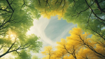 Autumn Landscape with Yin-Yang Trees in Braga, Portugal