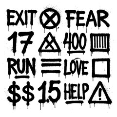 Graffiti Numbers and Symbols with Spray Paint Blood Splatter Effect – Transparent PNG