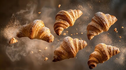 Dynamic Floating Croissants in Mid Air with Crisp Textures