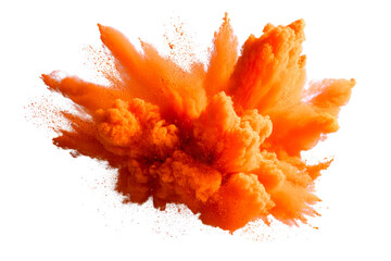 Bright orange explosion with smoke on transparent bg