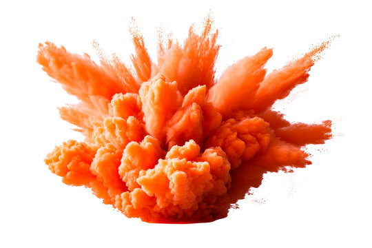 Orange explosion with vibrant clouds of smoke and particles