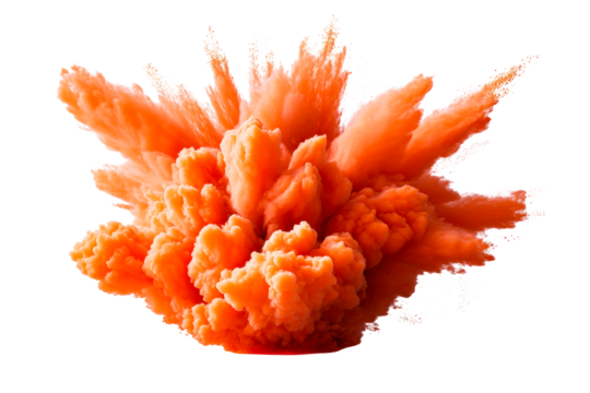 Orange explosion with vibrant clouds of smoke and particles