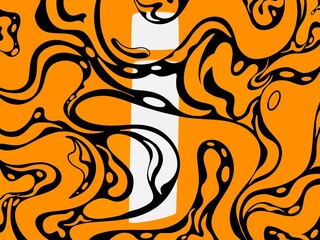 white letter i, alphabet i on orange abstract background not ai generate