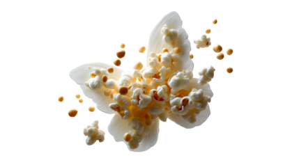 Popcorn butterfly formation with transparent background