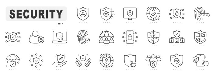 Protection and security related line icons. Safety, password, acces, lock, shield etc. Editable stroke