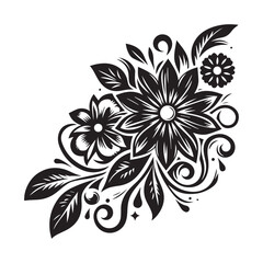 flower silhouette, editable vector image