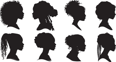 African American Woman Silhouette Hairstyles Collection.