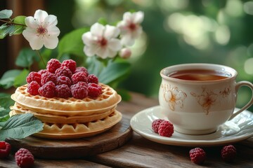 A Floral Breakfast Affair. Generative AI