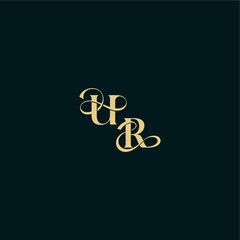 elegant and curvy style monogram UR bold concept design letter wedding logo initial
