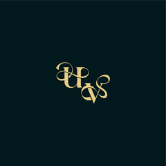 elegant and curvy style monogram UV bold concept design letter wedding logo initial