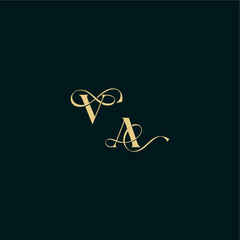 elegant and curvy style monogram VA bold concept design letter wedding logo initial