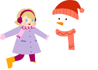child with snowman 