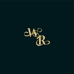elegant and curvy style monogram WR bold concept design letter wedding logo initial