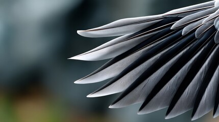 Detailed close-up of bird tail feathers