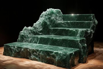 Glamour in green, shimmering steps to light. Generative AI