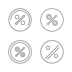 Four black and white percentage symbol icons for marketing discount or sales promotions