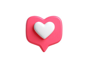 Fototapeta premium Pink speech bubble with white heart isolated on a white background