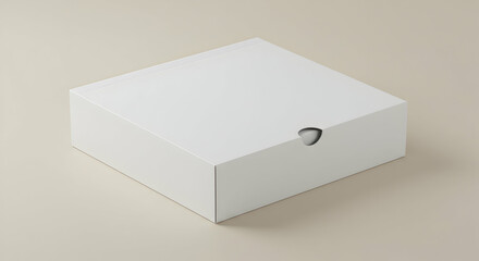 Blank white gift box packaging mockup isolated on beige background perfect for branding design presentation