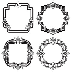 Gothic Decorative Vector Floral Frames Set Collection
