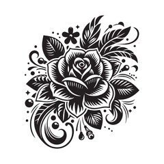 flower silhouette, editable vector image