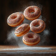 Donut blast, a sprinkle storm in motion. Generative AI