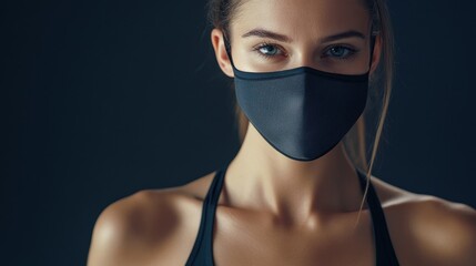 Joyful Girl in Sportswear Wearing a Safety Mask, Radiating Positivity in a Captivating Portrait