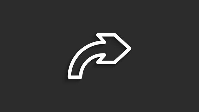 Right Curved Arrow Icon Animation &ndash; Airport Direction Symbol in Minimal Line Style