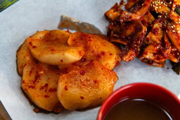 radish kimchee on the plate