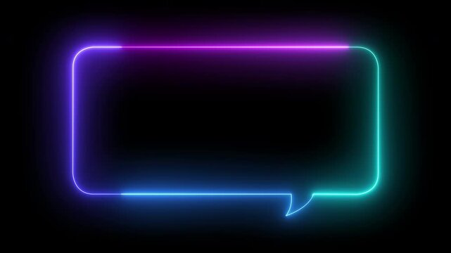Seamless loop animated speech bubble with four tone neon color 4K video motion graphic isolated on transparent background. Futuristic light effect for overlay element. Empty copy space.