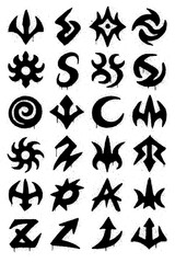 Spray Paint Primitive Symbols with Blood Splatter – Abstract Tribal Glyphs Clipart Set (Transparent PNG)