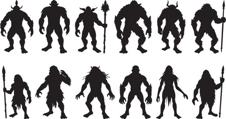 Dark Fantasy Silhouette of Muscular Ogre Warrior