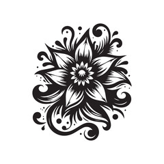 flower silhouette, editable vector image