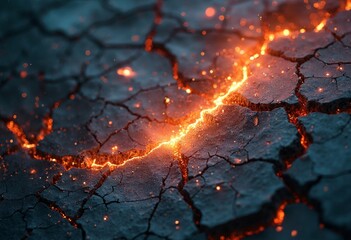 The scorching surface of lava fissures