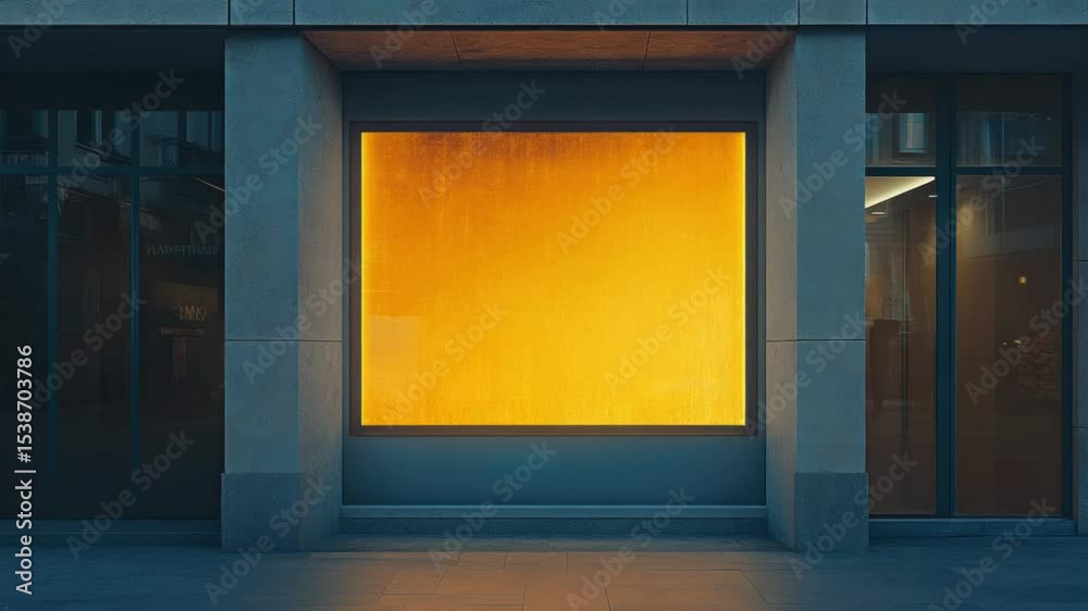 Poster a residential building with a large yellow window at the front