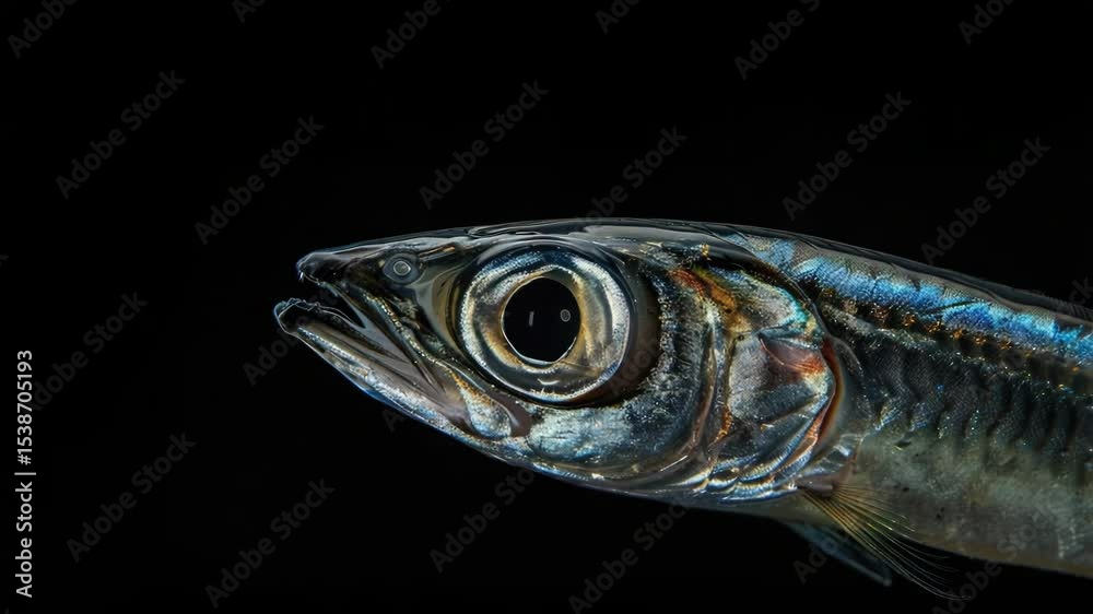 Poster a clear shot of a fish with a black background, great for use in designs or prints where the focus i