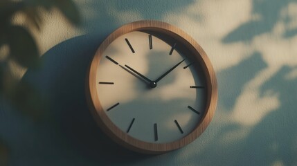 Simple wall clock in sunlight