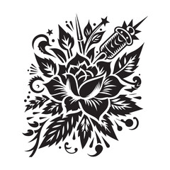 flower silhouette, editable vector image