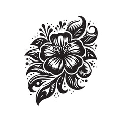 flower silhouette, editable vector image