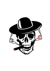 Tete de mort poker carre as crane